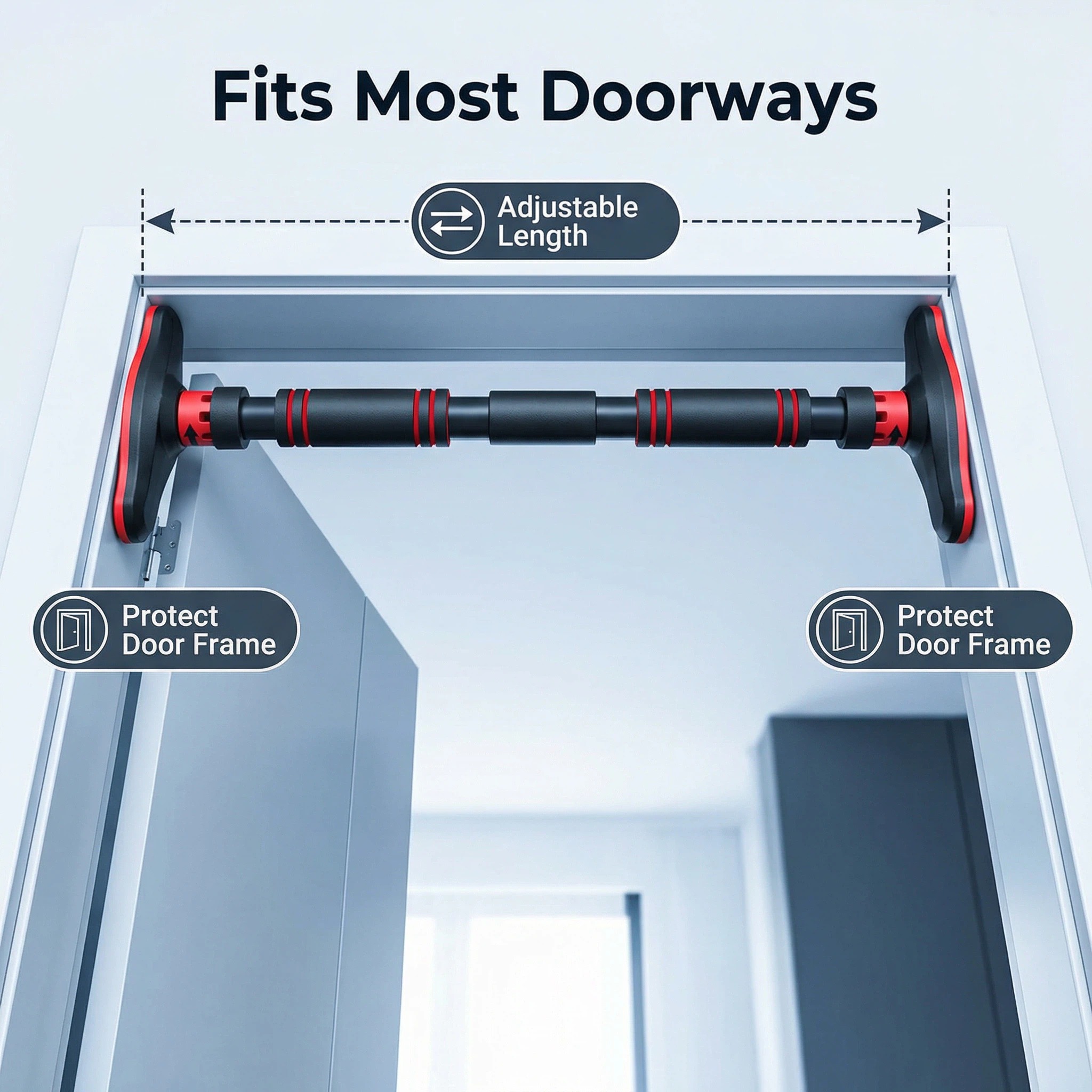 Door Pull Up Bar No Screw - 多機能ドア懸垂バー フィットネス用水平バー 高さ調節可能 ネジ不要設置 家庭用