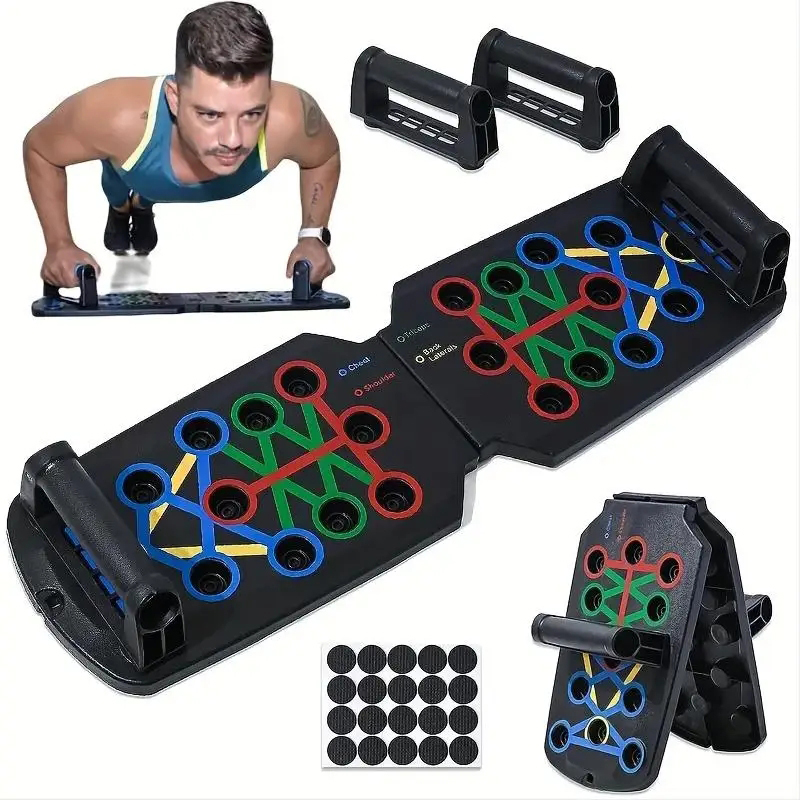 Push Up Board Foldable Multi Function - ポータブル多機能プッシュアップボードセットハンドル付き折りたたみフィットネス機器胸腹部腕と背中のトレーニング