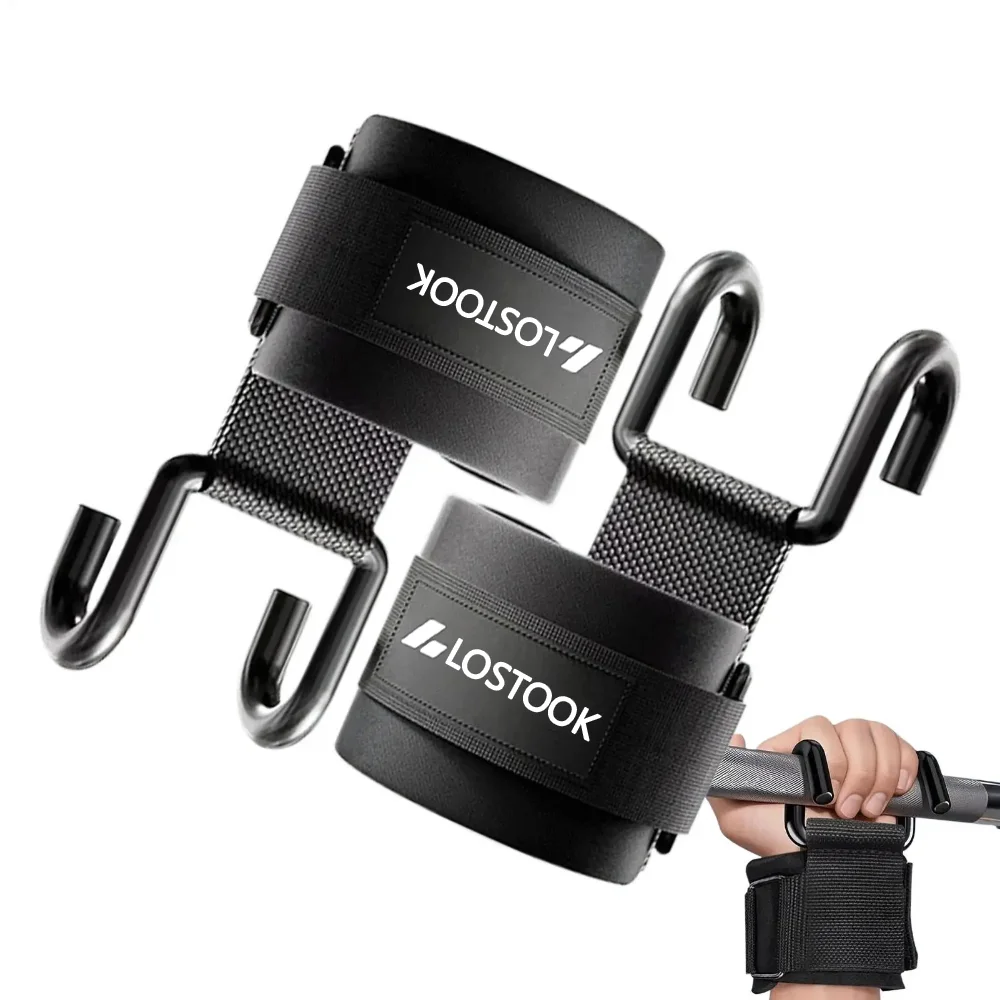 Wrist Wraps Weightlifting Support - 1/2個入り プルアップアシストフック フィットネスリストストラップ - ウェイトリフティング、プルアップ、筋力トレーニングに最適、滑り防止に役立ちます。