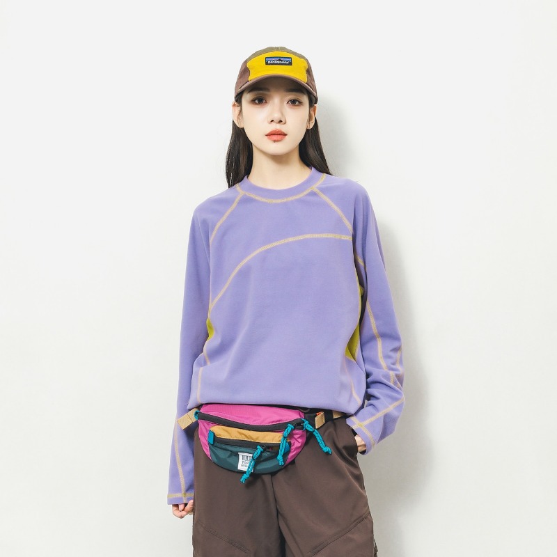 Hiking - ユニセックスアウトドアカラーブロック長袖 Tシャツストレッチベースレイヤーハイキングサイクリングトレッキングカジュアルスポーツトップ S 3XL
