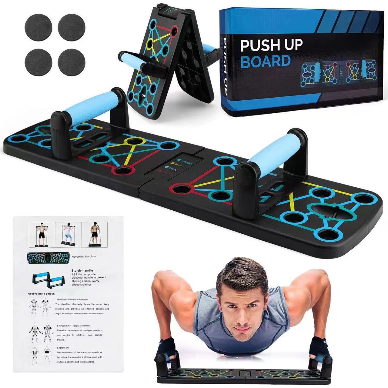 Push Up Board Foldable Multi Function - ポータブル多機能プッシュアップボードセットハンドル付き折りたたみフィットネス機器胸腹部腕と背中のトレーニング