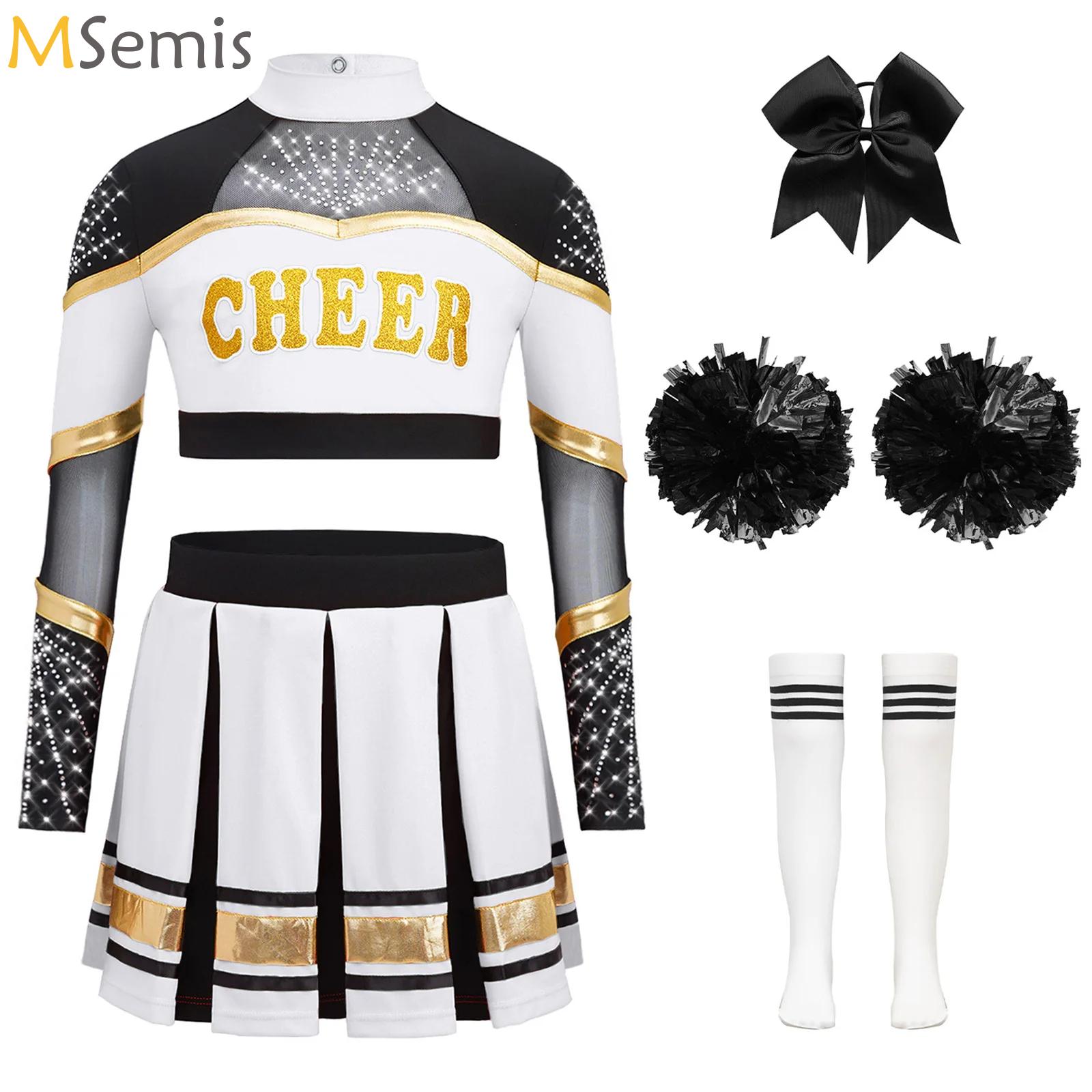 Team Sports - 高校チアリーダーコスチューム 女の子用 ハロウィン チアリーダーユニフォーム スポーツダンス競技チーム チアリーディングドレスアップ