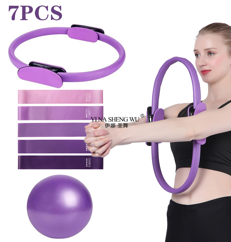 Pilates Bar Kit With Resistance Bands - 7 個のピラティス機器家庭用トレーニングピラティスリングとボールセット抵抗バンドなど家庭用ピラティス機器に最適
