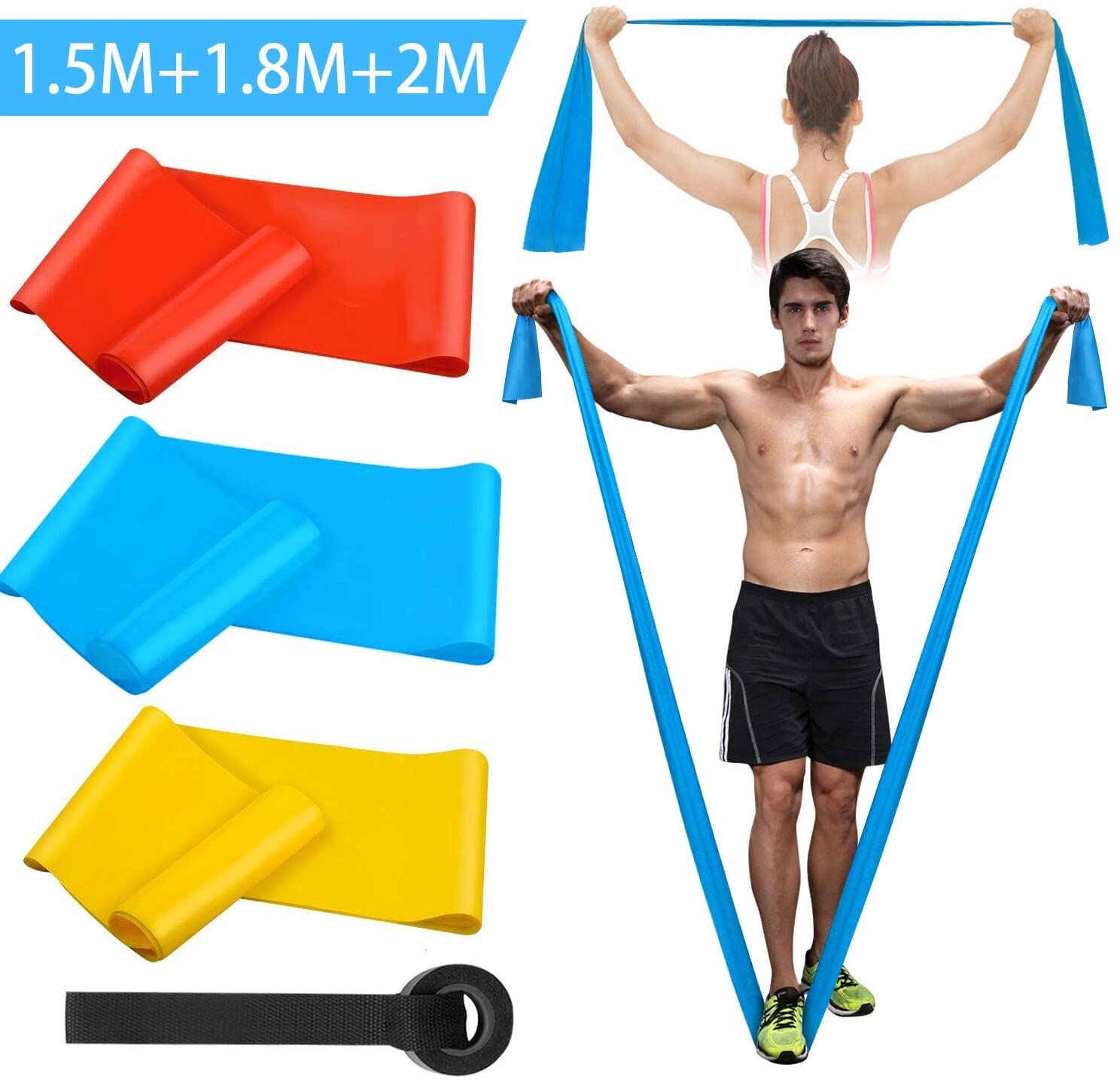 Pilates Bar Kit With Resistance Bands - 弾性フィットネスバンド 3 個レジスタンスバンド弾性フィットネステープヨガピラティスクロスフィットストレッチ筋肉トレーニング機器