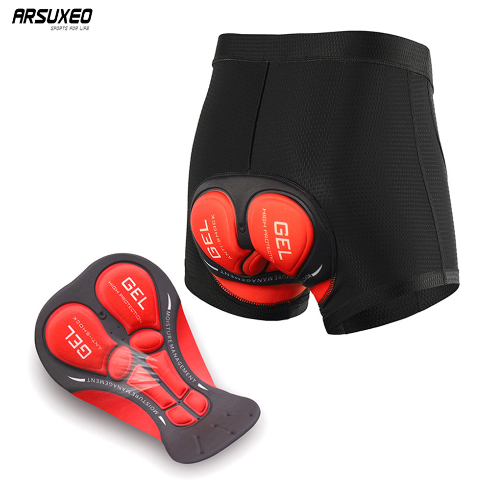 Padded Cycling Shorts 5D Gel - Arsuxeo-メンズサイクリングショーツ,サイクリング下着,コンプレッションショーツ,ジェルパッド付き,通気性,耐衝撃性