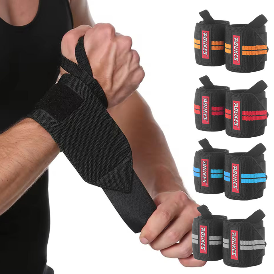 Wrist Wraps Weightlifting Support - AOLIKES フィットネスリストラップ ウェイトリフティングジムリストストラップ クロストレーニングパッド入り親指ブレースストラップ パワーハンドサポートリストバンド