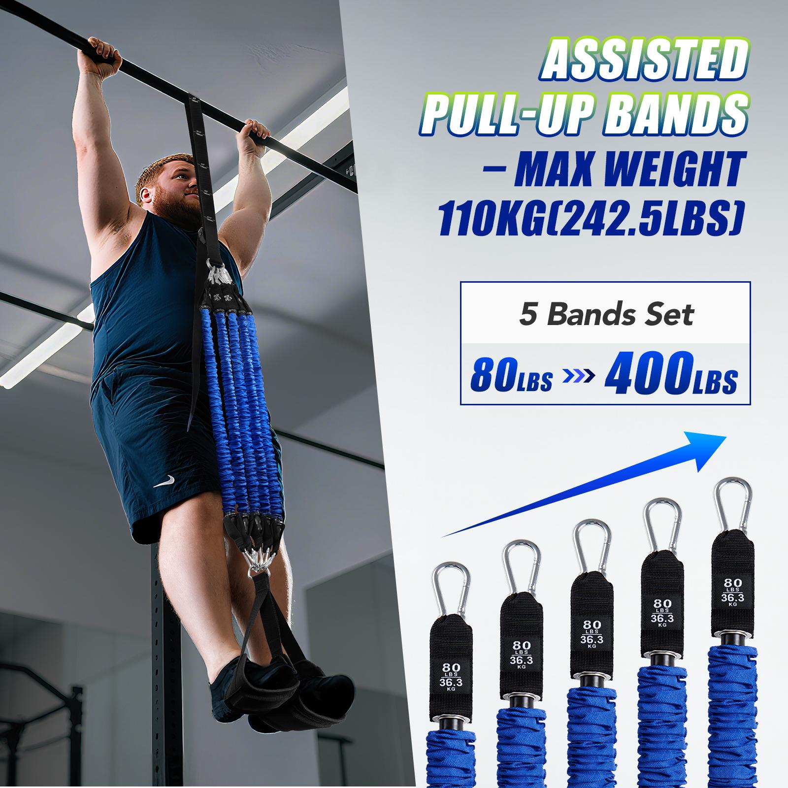ヘビーデューティー懸垂補助バンドセット 4x80ポンド 調節 - Resistance Bands Set With Handles のレビューと価格