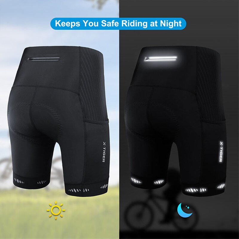 X-TIGER男性用サイクリングショーツバックポケット付き5 - Padded Cycling Shorts 5D Gel のレビューと価格