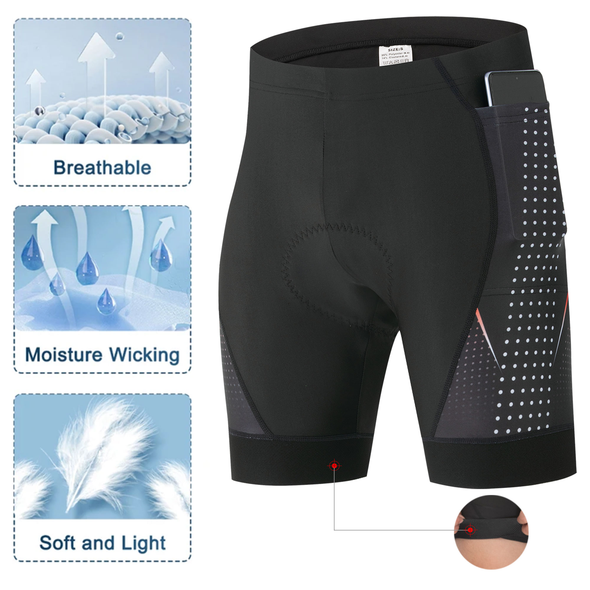 プレミアムロードバイクショーツ 5Dジェルパッド付き メンズ - Padded Cycling Shorts 5D Gel のレビューと価格