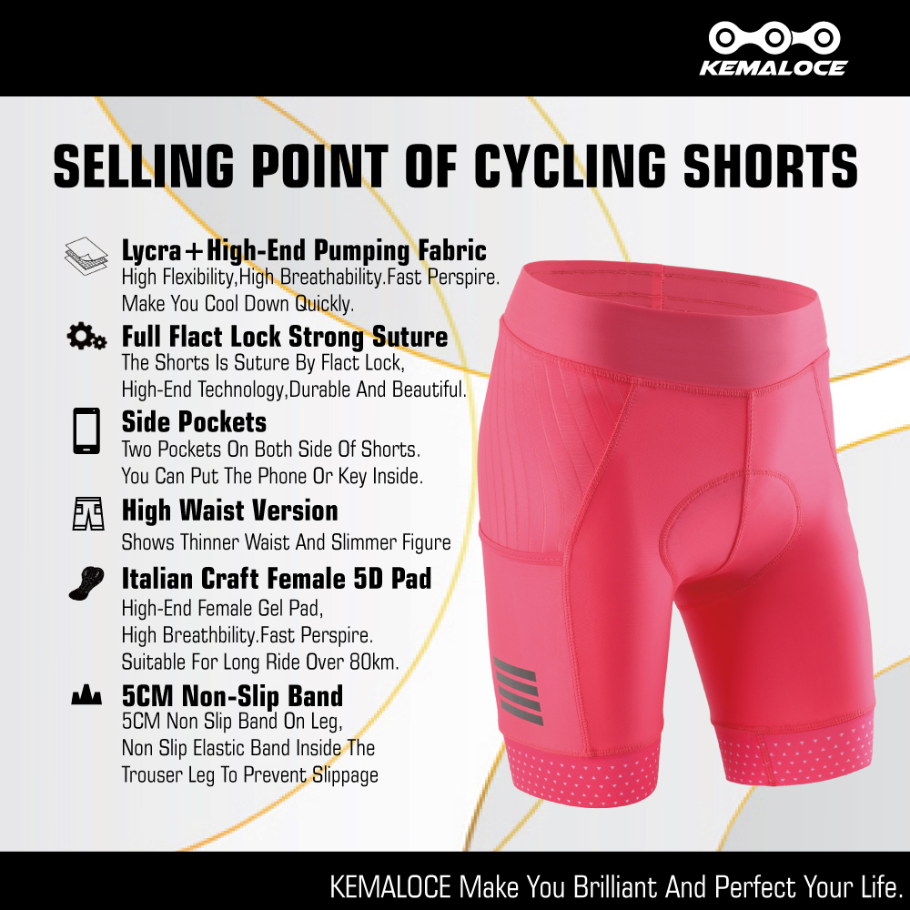 Kemaloce-女性用サイクリングショーツ,ピンクとブラッ - Padded Cycling Shorts 5D Gel のレビューと価格