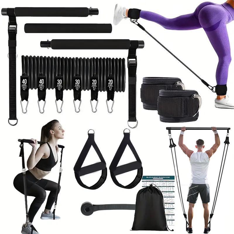 多機能ピラティスバーキット、弾性抵抗バンド付き、調整可能なス - Pilates Bar Kit With Resistance Bands のレビューと価格