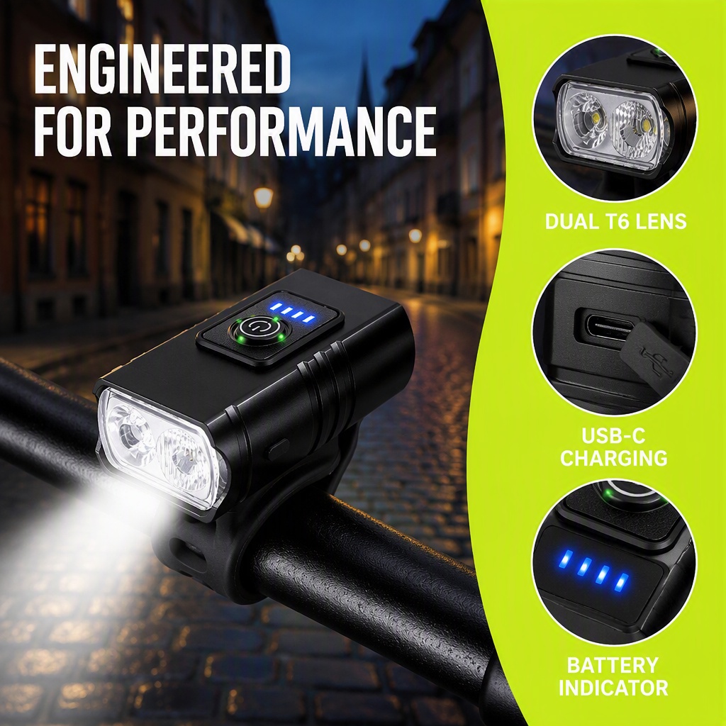 自転車ライト USB充電式 LED自転車ヘッドライト 100 - Rechargeable Bicycle Headlight 1000 Lumen のレビューと価格