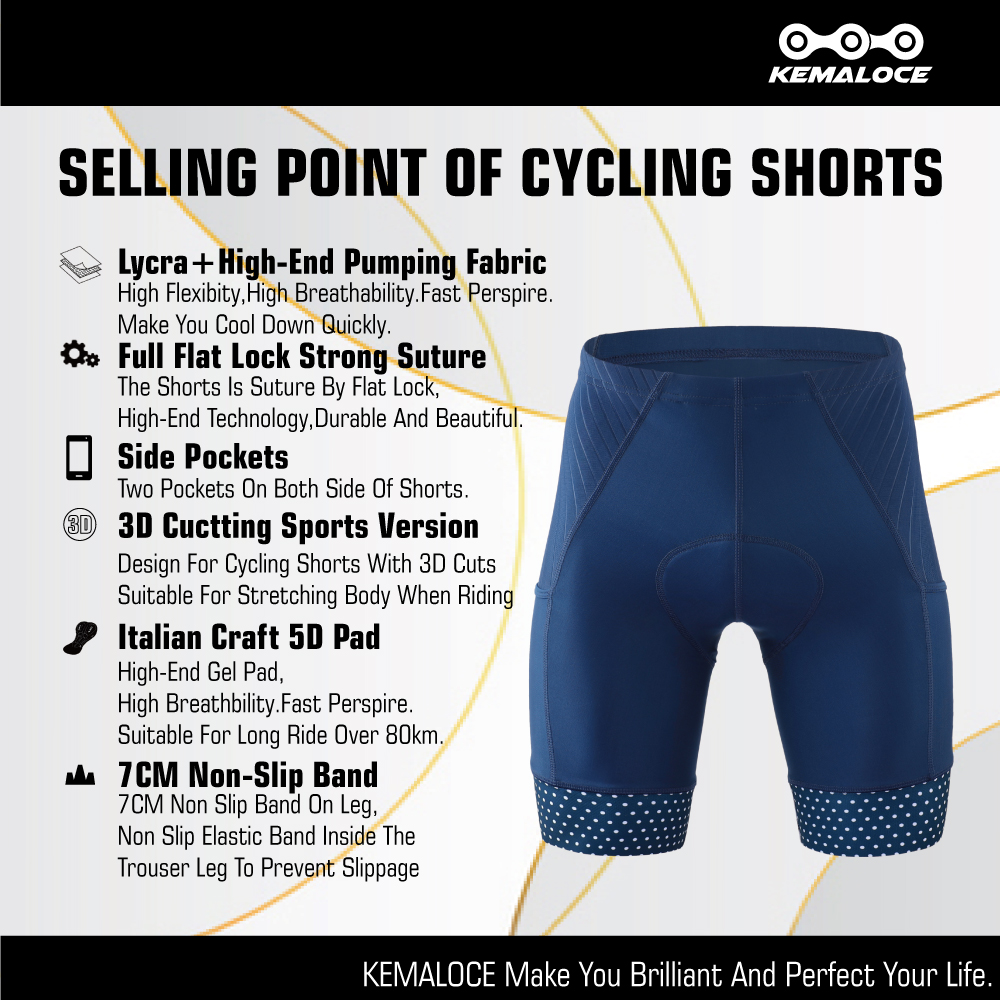 Kemaloce-メンズサイクリングショーツ,サイクリング用 - Padded Cycling Shorts 5D Gel のレビューと価格