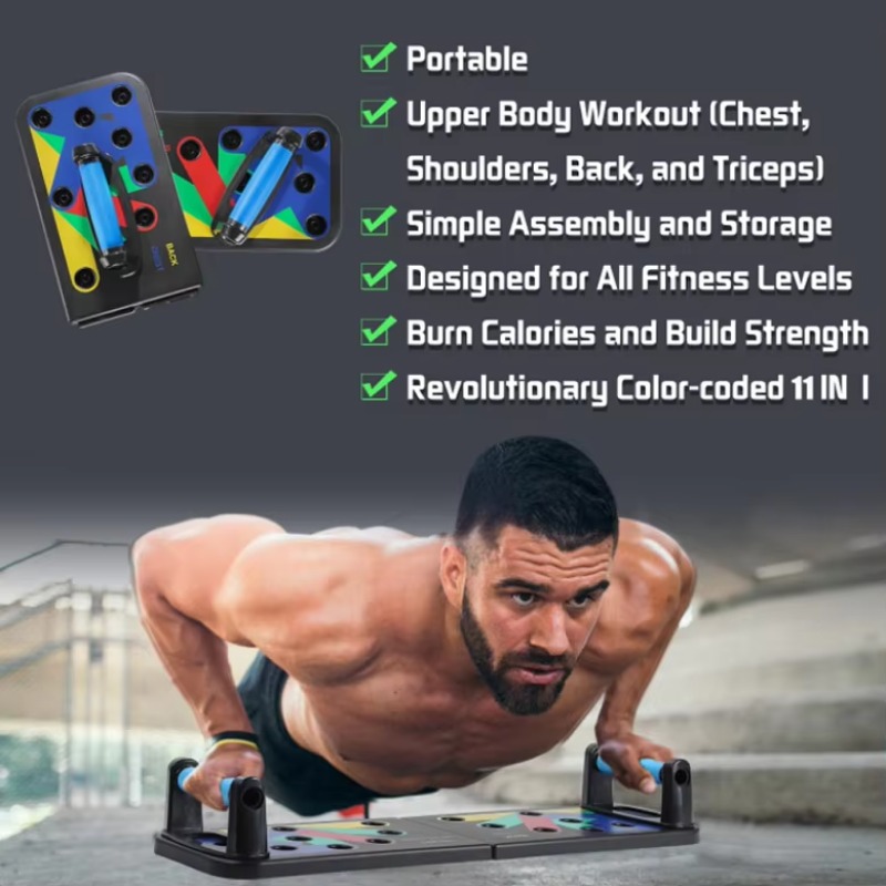 9-in-1折りたたみ式腕立て伏せラックボード多機能筋トレ器 - Push Up Board Foldable Multi Function のレビューと価格