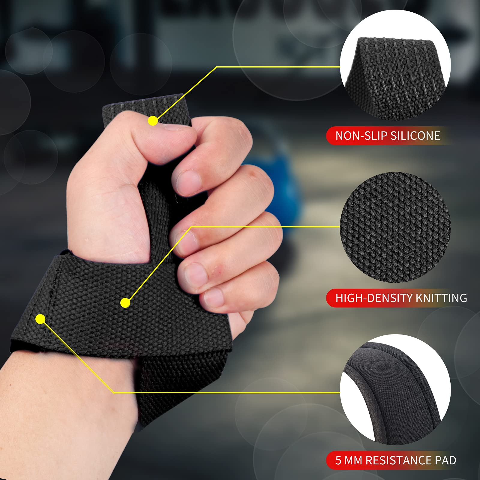 2個入りジムリフティングストラップ、フィットネスグローブ、滑 - Wrist Wraps Weightlifting Support のレビューと価格