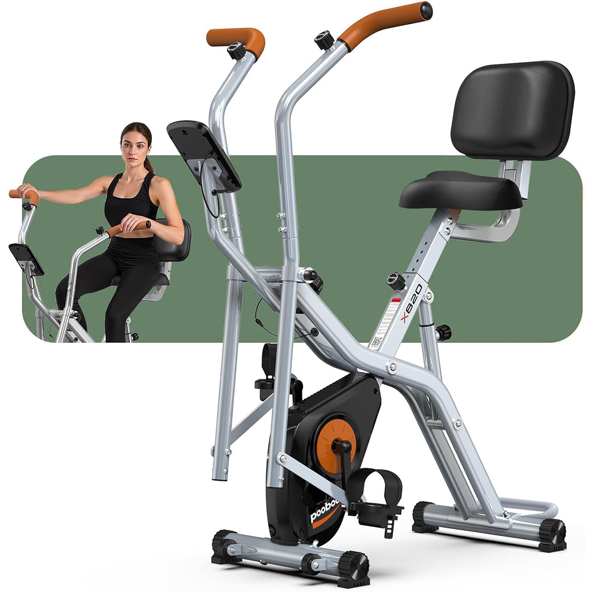 Pooboo折りたたみ式2-in-1エクササイズバイク、エリ - Exercise Bike Magnetic Resistance のレビューと価格