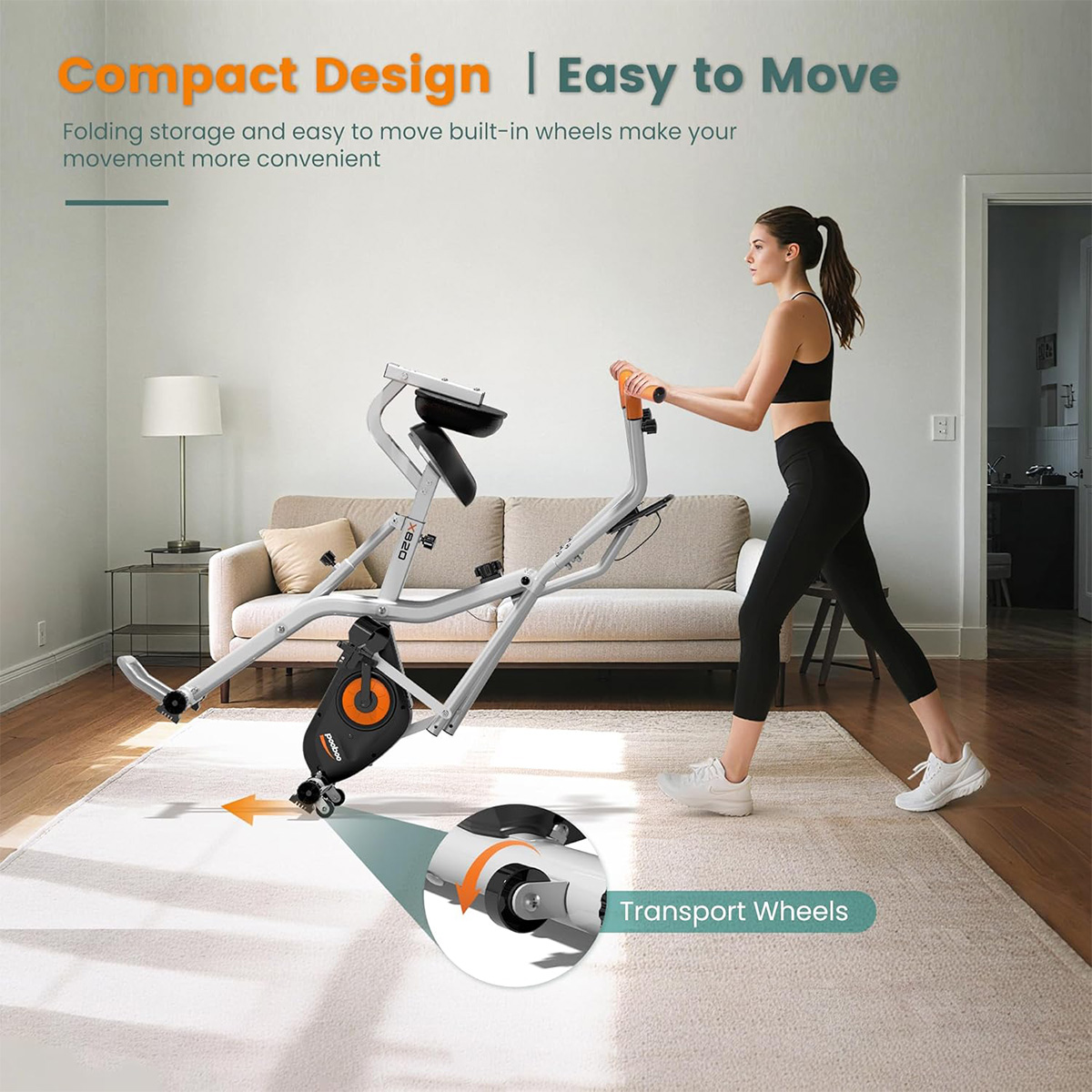 Pooboo折りたたみ式2-in-1エクササイズバイク、エリ - Exercise Bike Magnetic Resistance のレビューと価格