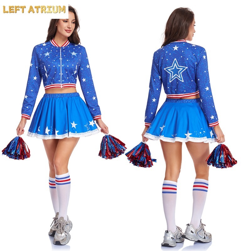 女性、女の子、青少年向け応援チームユニフォーム、青と白の星柄 - Team Sports のレビューと価格