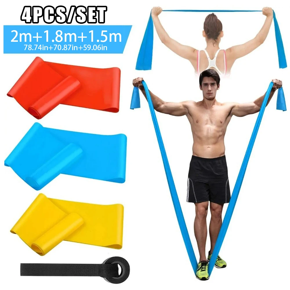 4 ピース/セット弾性フィットネスバンド抵抗バンドテープヨガ - Pilates Bar Kit With Resistance Bands のレビューと価格